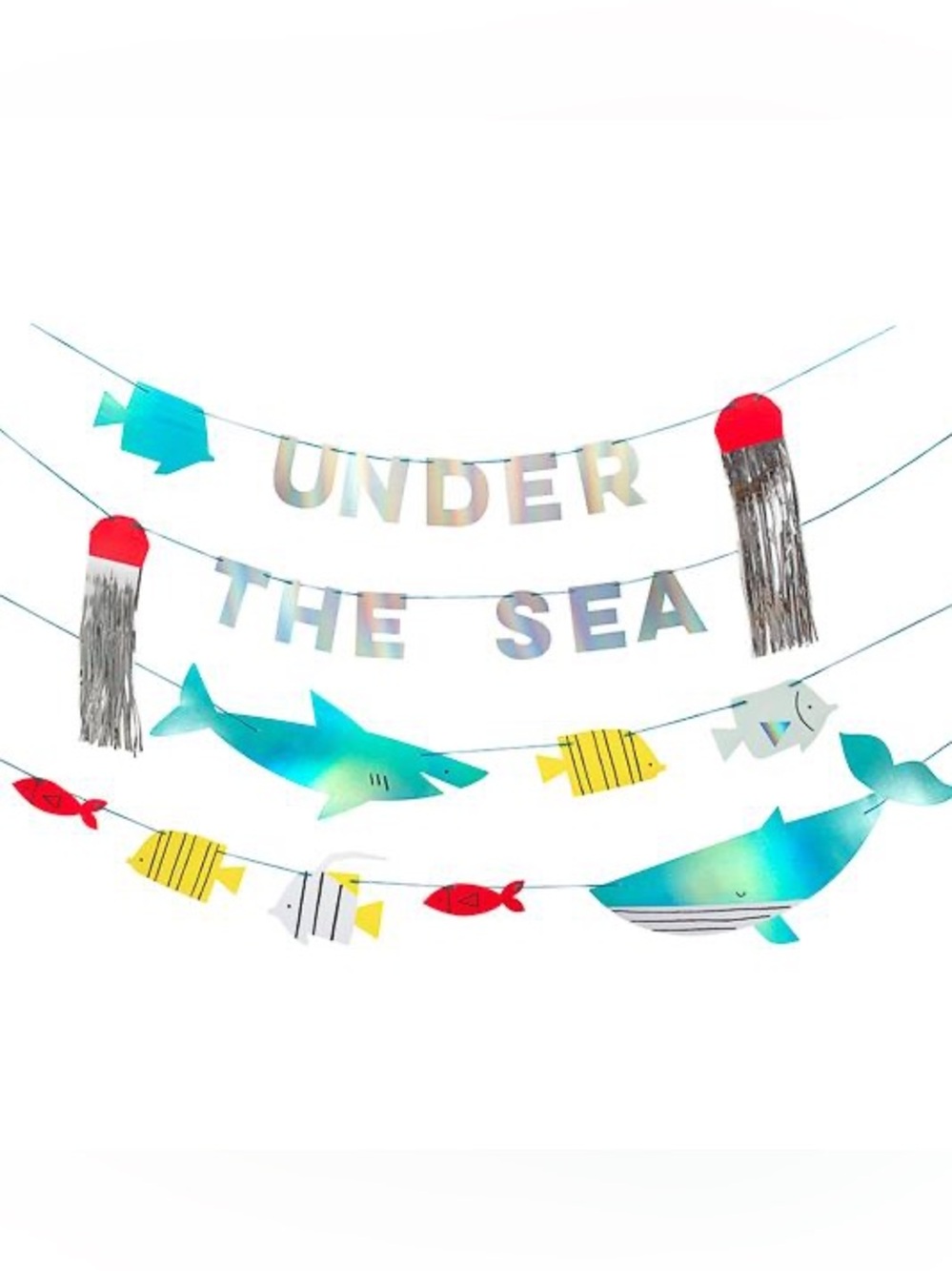 Meri Meri Under The Sea Garland 4 Pieces Whale Jellyfish Birthday Party Banner